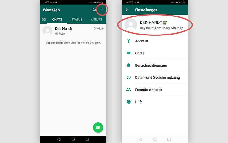 Screenshot WhatsApp Profilbild ändern Android
