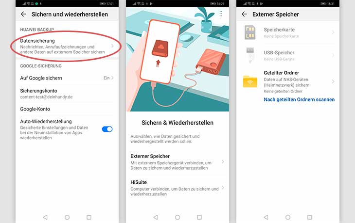 Android-Handy sichern Huawei-Backup