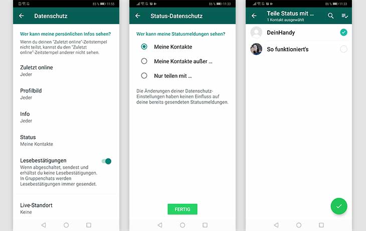 WhatsApp Status verbergen Android