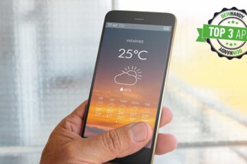 Wetter-App: Handy mit Wetteranzeige