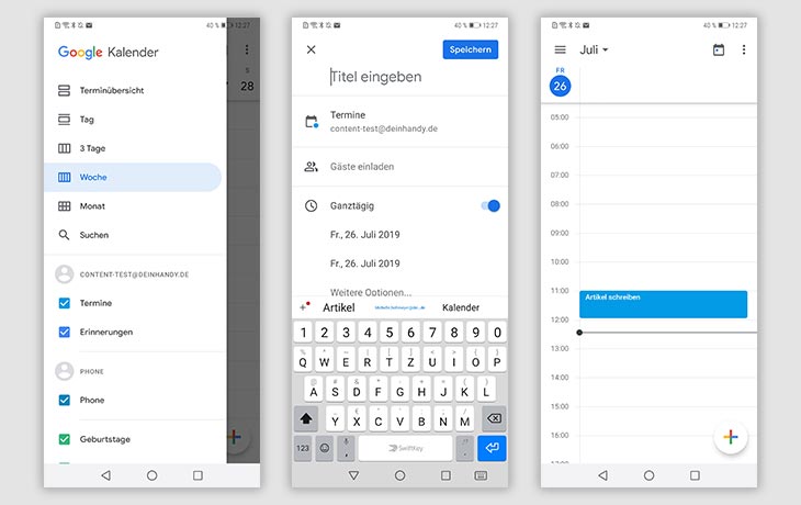 Kalender-App: Screenshots Google Kalender