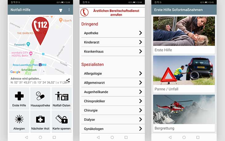 Notfall Hilfe App Screenshots