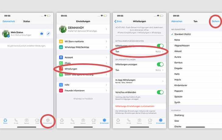 WhatsApp Benachrichtigungston ändern iOS Kontakt allgemein Screenshot