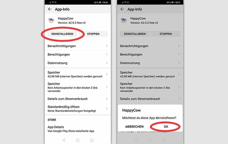 App deinstallieren Android Menü Screenshot 2