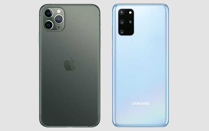 Galaxy S20 Plus und iPhone 11 Pro Rückseiten