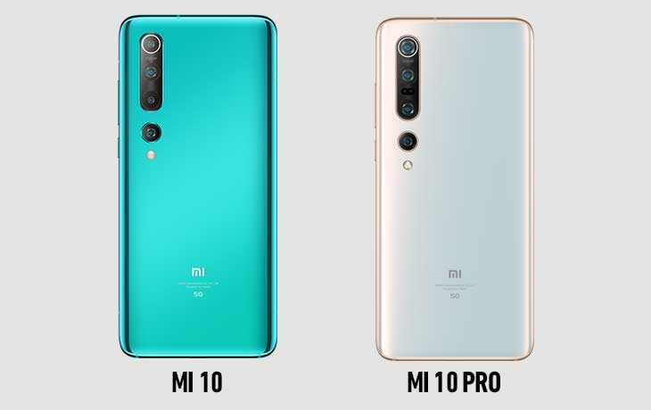 Xiaomi Mi 10 und Xiaomi Mi 10 Pro Rückseiten