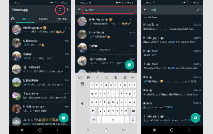 Android alle Chats durchsuchen