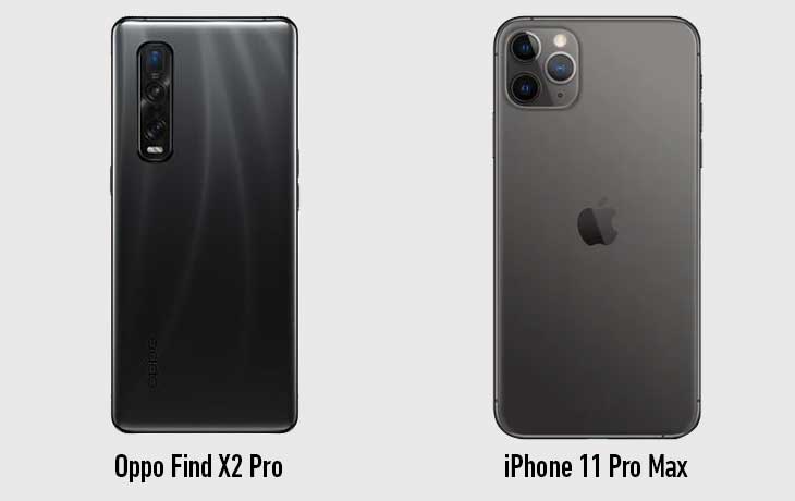 iPhone 11 Pro Max und Oppo Find X2 Pro Rückseite