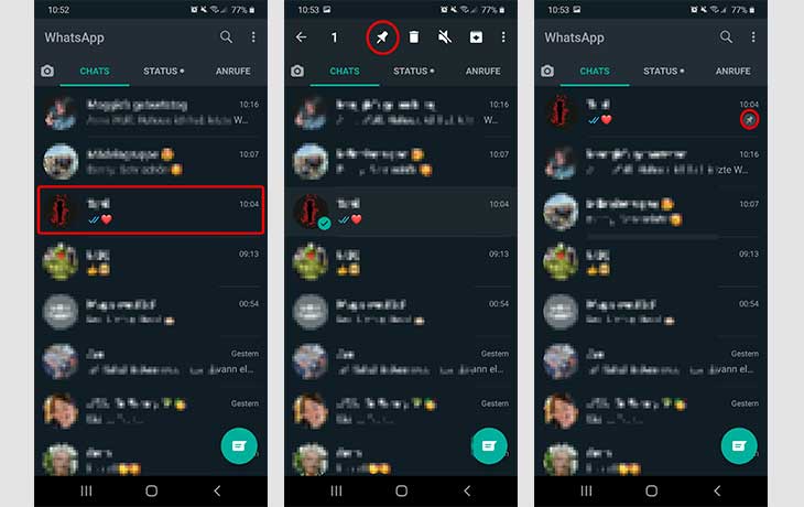 Android WhatsApp Chat fixieren
